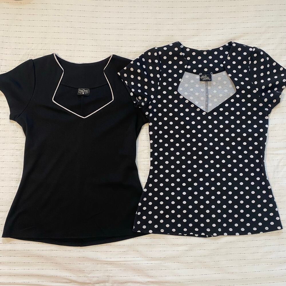 Bundle of 2 Rock Steady Sophia Top Womens Sz Large Sweetheart Neckline Retro